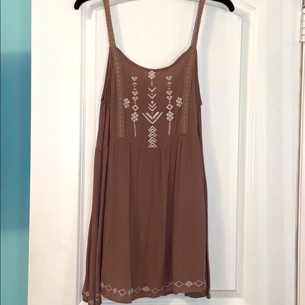 Hanger 221 Brown lace tribal pattern tank dress